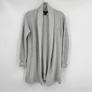 Tahari Light Gray Open Front Cardigan